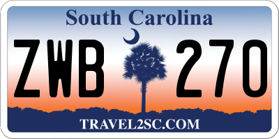 SC license plate ZWB270