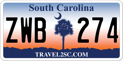SC license plate ZWB274