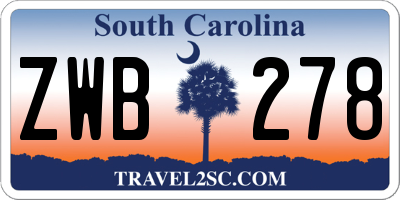 SC license plate ZWB278