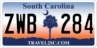SC license plate ZWB284