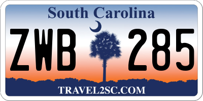 SC license plate ZWB285