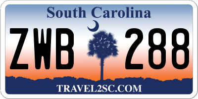 SC license plate ZWB288