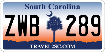 SC license plate ZWB289