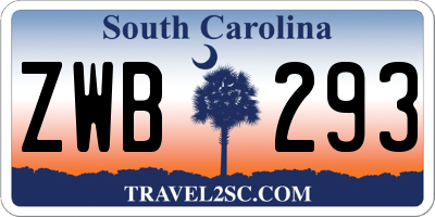 SC license plate ZWB293