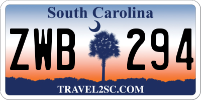 SC license plate ZWB294