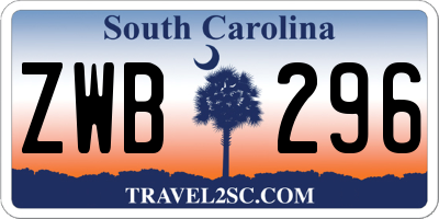 SC license plate ZWB296