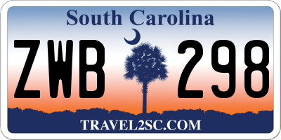 SC license plate ZWB298