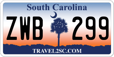 SC license plate ZWB299