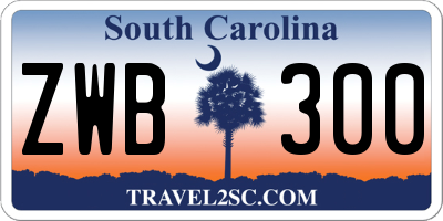SC license plate ZWB300