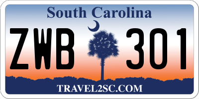 SC license plate ZWB301