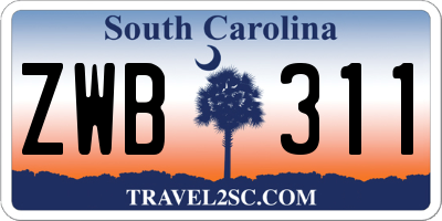 SC license plate ZWB311