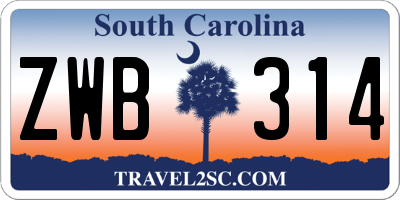 SC license plate ZWB314