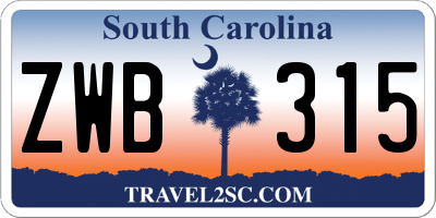SC license plate ZWB315