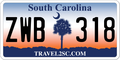 SC license plate ZWB318