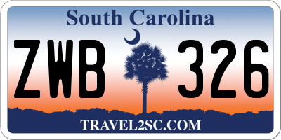 SC license plate ZWB326