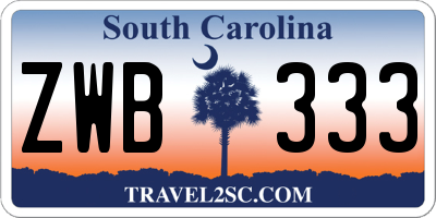SC license plate ZWB333