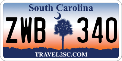 SC license plate ZWB340