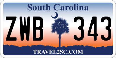 SC license plate ZWB343