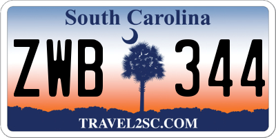 SC license plate ZWB344