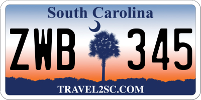 SC license plate ZWB345