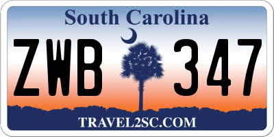 SC license plate ZWB347