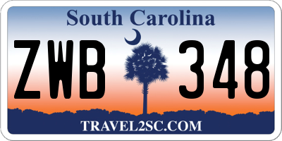SC license plate ZWB348