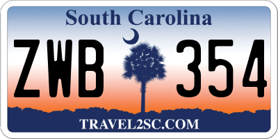 SC license plate ZWB354