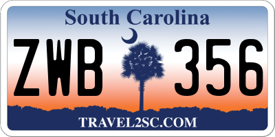 SC license plate ZWB356