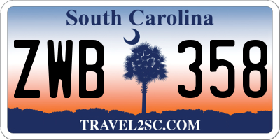 SC license plate ZWB358