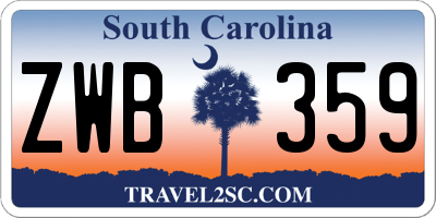 SC license plate ZWB359