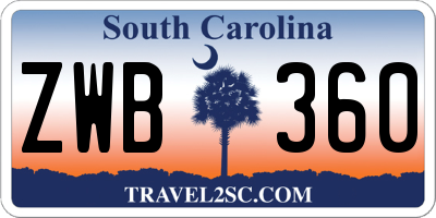 SC license plate ZWB360