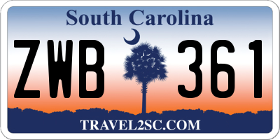SC license plate ZWB361