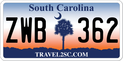 SC license plate ZWB362