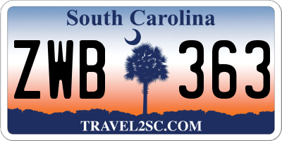 SC license plate ZWB363