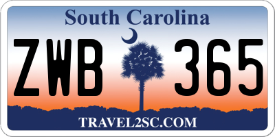 SC license plate ZWB365