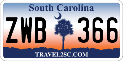 SC license plate ZWB366