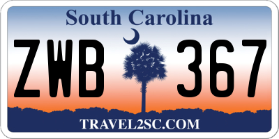 SC license plate ZWB367