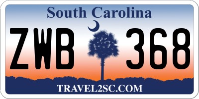 SC license plate ZWB368