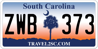 SC license plate ZWB373
