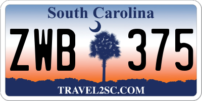 SC license plate ZWB375