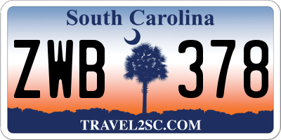 SC license plate ZWB378