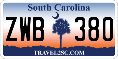 SC license plate ZWB380