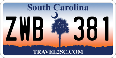 SC license plate ZWB381