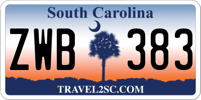 SC license plate ZWB383