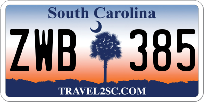 SC license plate ZWB385