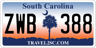 SC license plate ZWB388