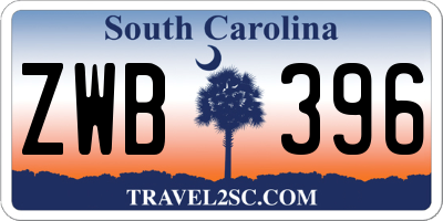 SC license plate ZWB396