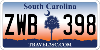SC license plate ZWB398