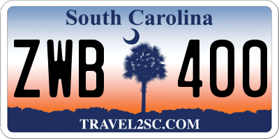 SC license plate ZWB400
