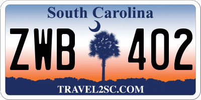 SC license plate ZWB402
